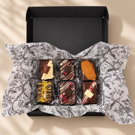 Brownie Box met fudgy brownies, mooi verpakt